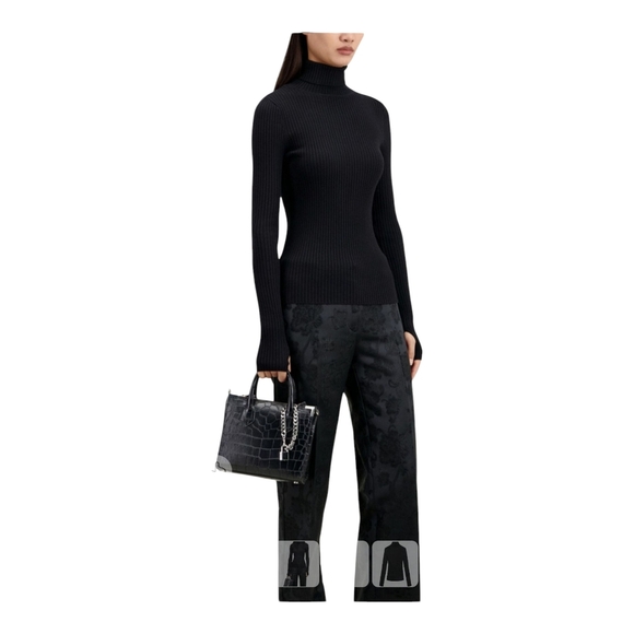 The Kooples Black Ribbed Turtleneck Sweater - Picture 11 of 13